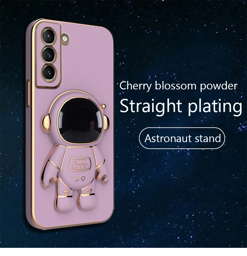 Galaxy S20 FE 5G leather Cases 3D Astronaut Holder Plating Case for Samsung Galaxy S21 S20 S10 S22 Ultra Plus FE A52 A53 A51 A32 A33 A13 A71 A72 4G 5G Cover samsung galaxy s21 fe 5g case