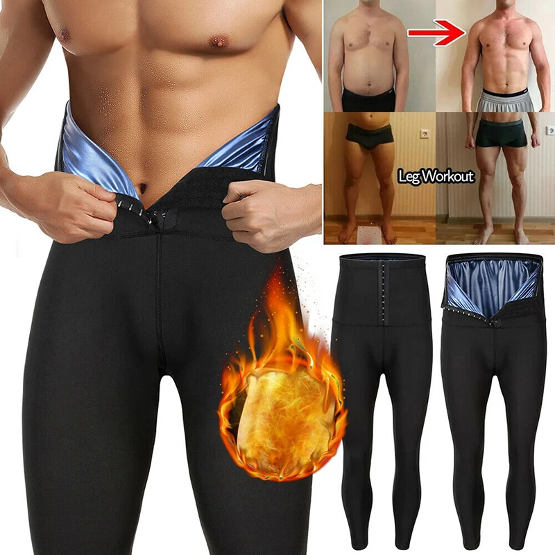 

Sauna Sweat Body Shaper Short Pants for Mens Hot Sauna High Waist Long Tight Pants Polymer Weight Loss Workout Leggings Pants