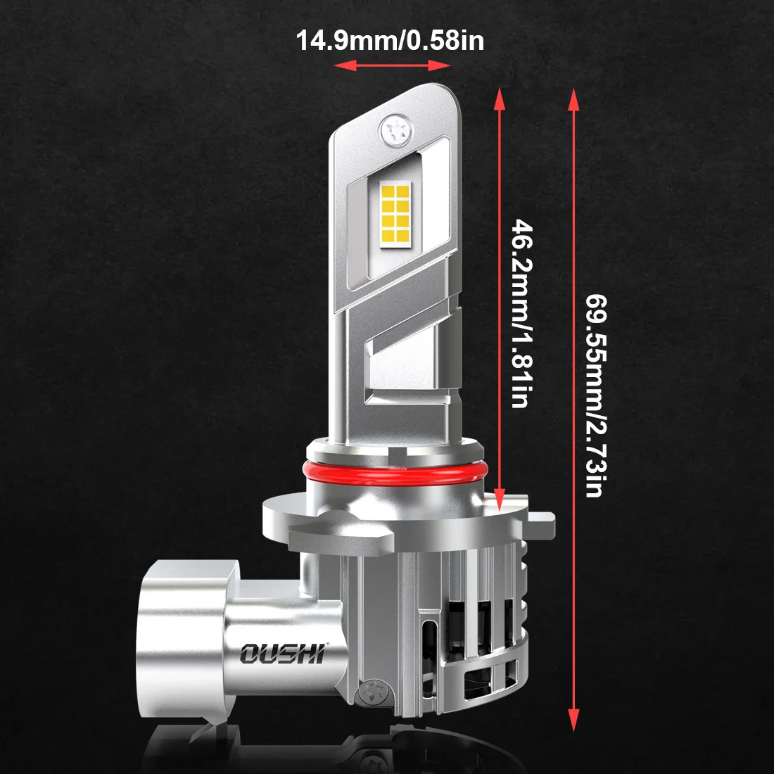 OUSHI 2개 9005 HB3 자동차 LED 헤드라이트 전구 안개등 DRL 6000K 화이트 GC-7535 칩 터보 다이오드 팬 포함 스바루 아웃백용