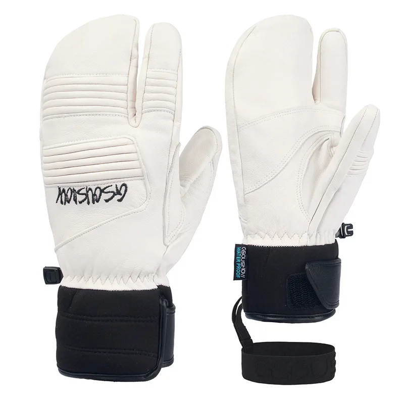 New Snowboard Inner Five-finger Gloves Ski Gloves Men Women Thick Waterproof Warm Warm Plus Velvet Waterproof Windproof Gloves 2