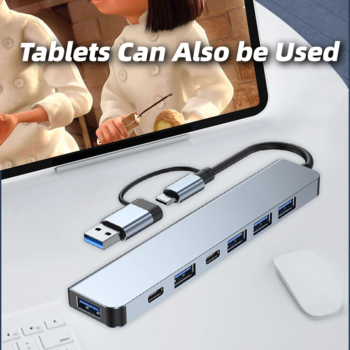 Hub USB-C 8 In 1 Multiporta: Adattatore Dock Con USB 3.0, Type-C, HDMI E Più – Compatibile MacBook, Dell, HP, Lenovo, Samsung