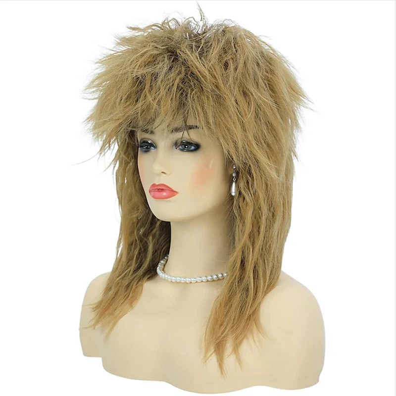 HAIRJOY ??ռ Ӹ 80s Tina Diva ǻ   Big Blonde Rocker Mullet  Glam ũ  Rockstar Cosplay Wig