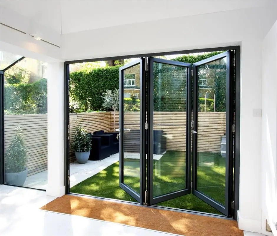 Exterior Doors for Home Thermal Break Aluminum Door Bifold Patio Folding Glass Doors Anti-pinch Hand Accordion
