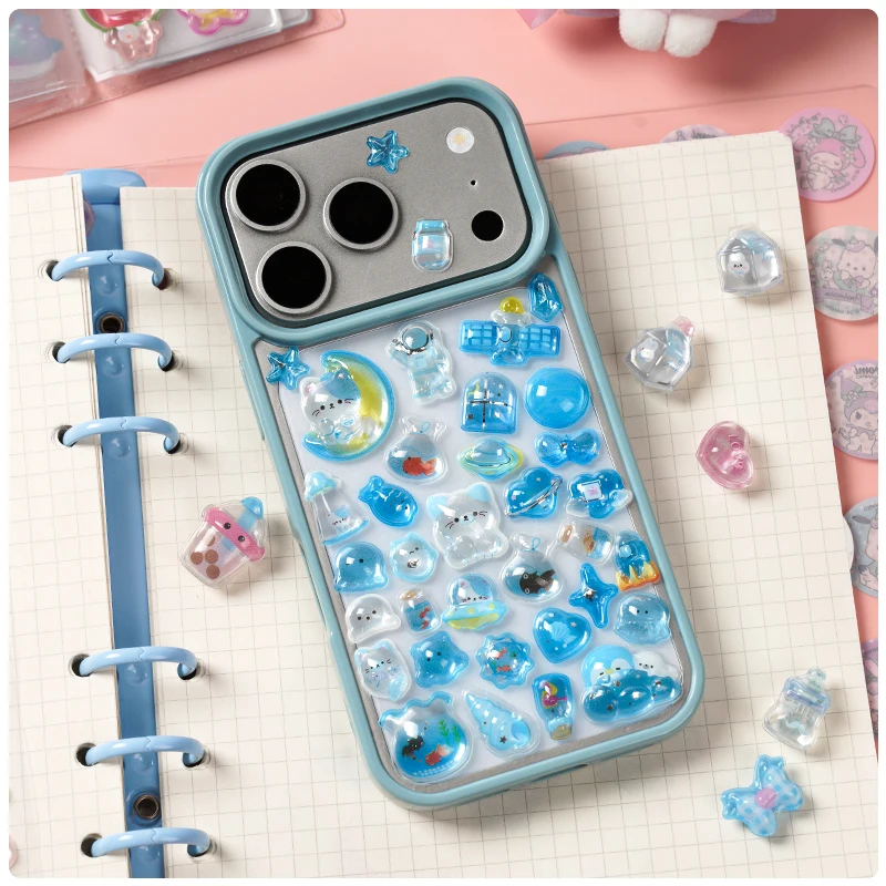 카와이 3D 미니 스윗 스타 드롭 릴리프 스티커, 스크랩북킹용 귀여운 DIY 폰케이스 데코 스티커, 학용품 문구류