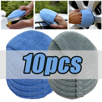 Car Detailing Applicator Pads Car Care Waxing Polish Sponges Soft Microfiber Round Pocket Foam Sponges Car Cleaning Tools 5"