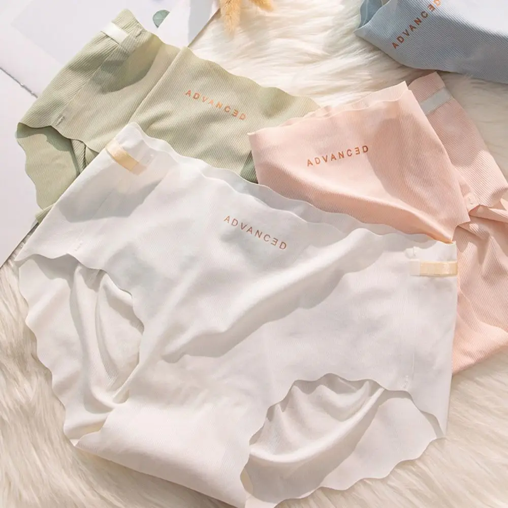 

Однотонные ледяные шелковые трусики, хлопковые трусики с вырезом, Мягкие Бесшовные трусики в японском стиле для девушек