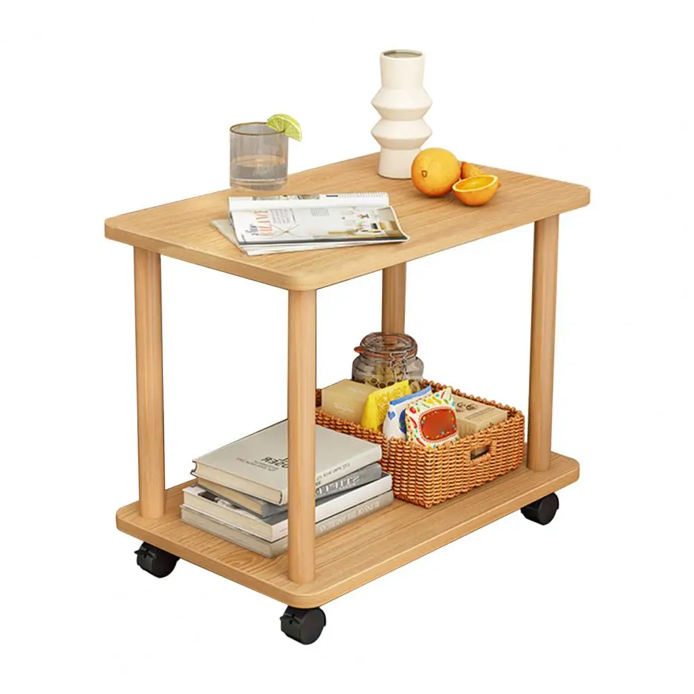 360 Degree Swivel2 Tier Natural End Table, Boho Side Table With Storage Shelf For Small Spaces, Bedroom, Living Room