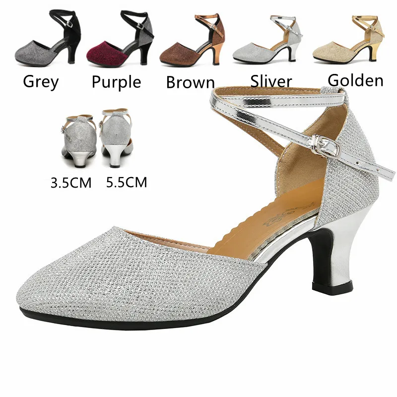 Dance Shoes Ballroom Dancing Shoes For Women Latin Dance Shoes Lady Closed Toe Salsa Low Heels 3.5cm/5.5cm