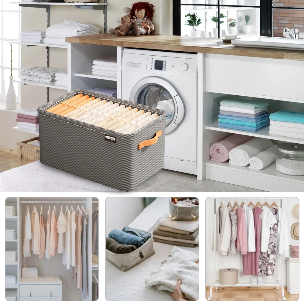 Cabinet Drawer Organizer Versatile Closets Clothes Container with Handle&Steel Frame Thickened Foldable Fabric for Home Wardrobe 5