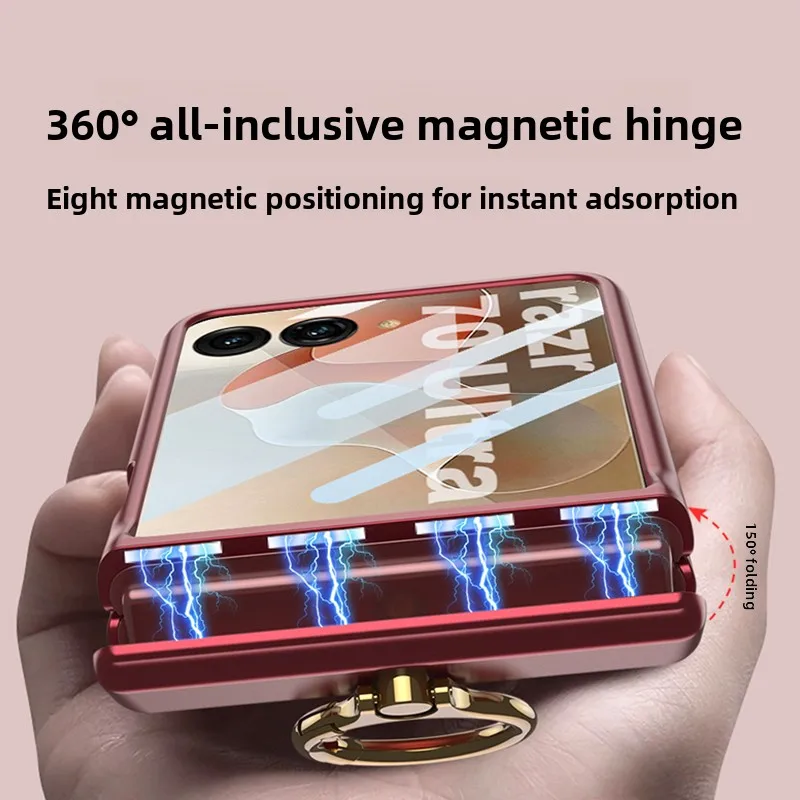 Magnetic Shell Film Ring Cover with Hinge Protection - Shockproof Phone Case