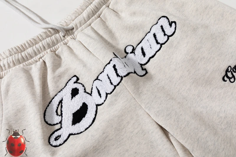 Retro Street Niche American Fashion Label Towel Embroidered Letters High Street Loose Casual Shorts Couple Summer Quarter Pants