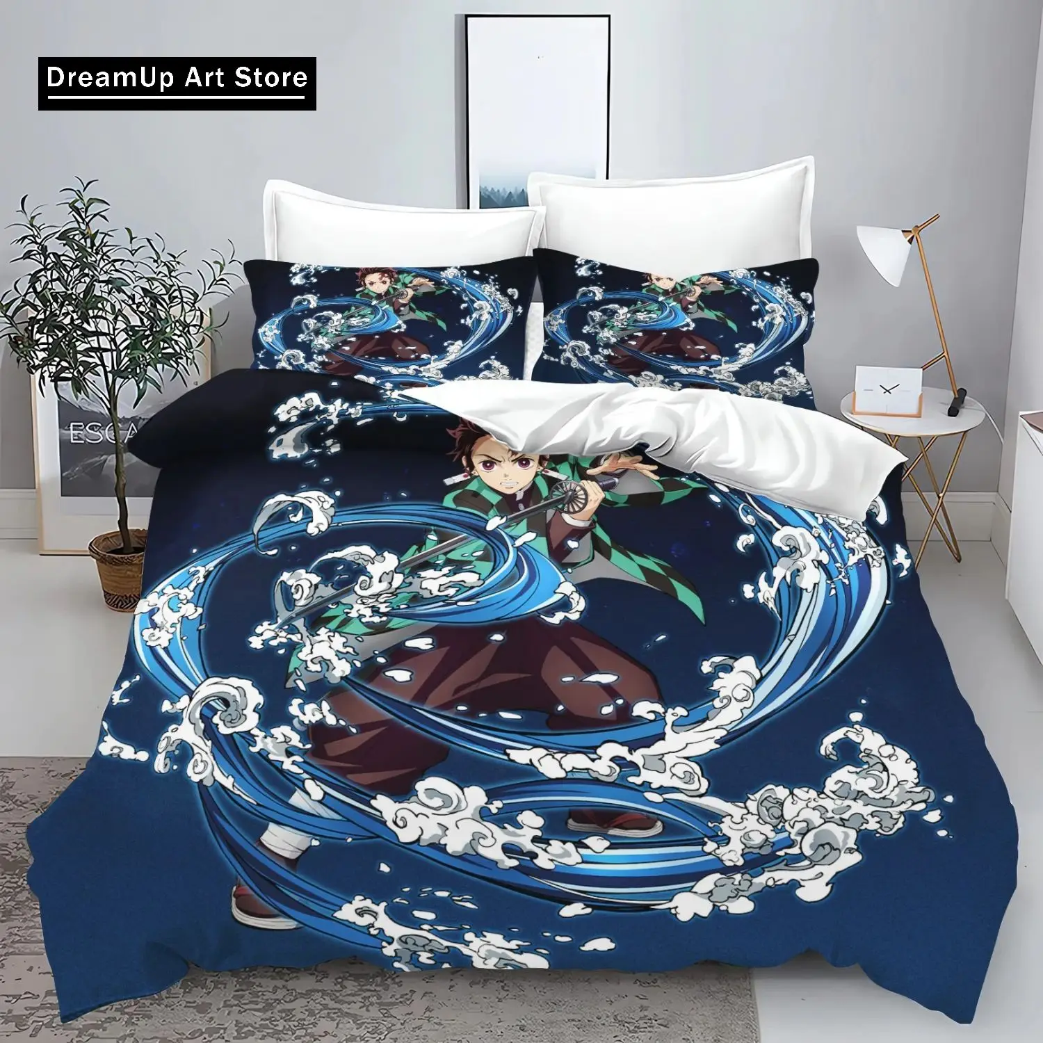 Anime Demon Slayer kamado Nezuko Anime Bedding Set Boys Girls Twin Queen King Size Duvet Cover Pillowcase Bed boys Adult Bedroom 5