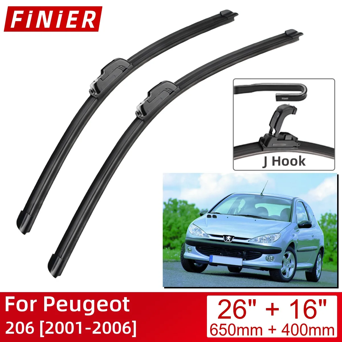 

Щетки стеклоочистителя для Peugeot 206, 2001-2006, 26 + 16 дюймов