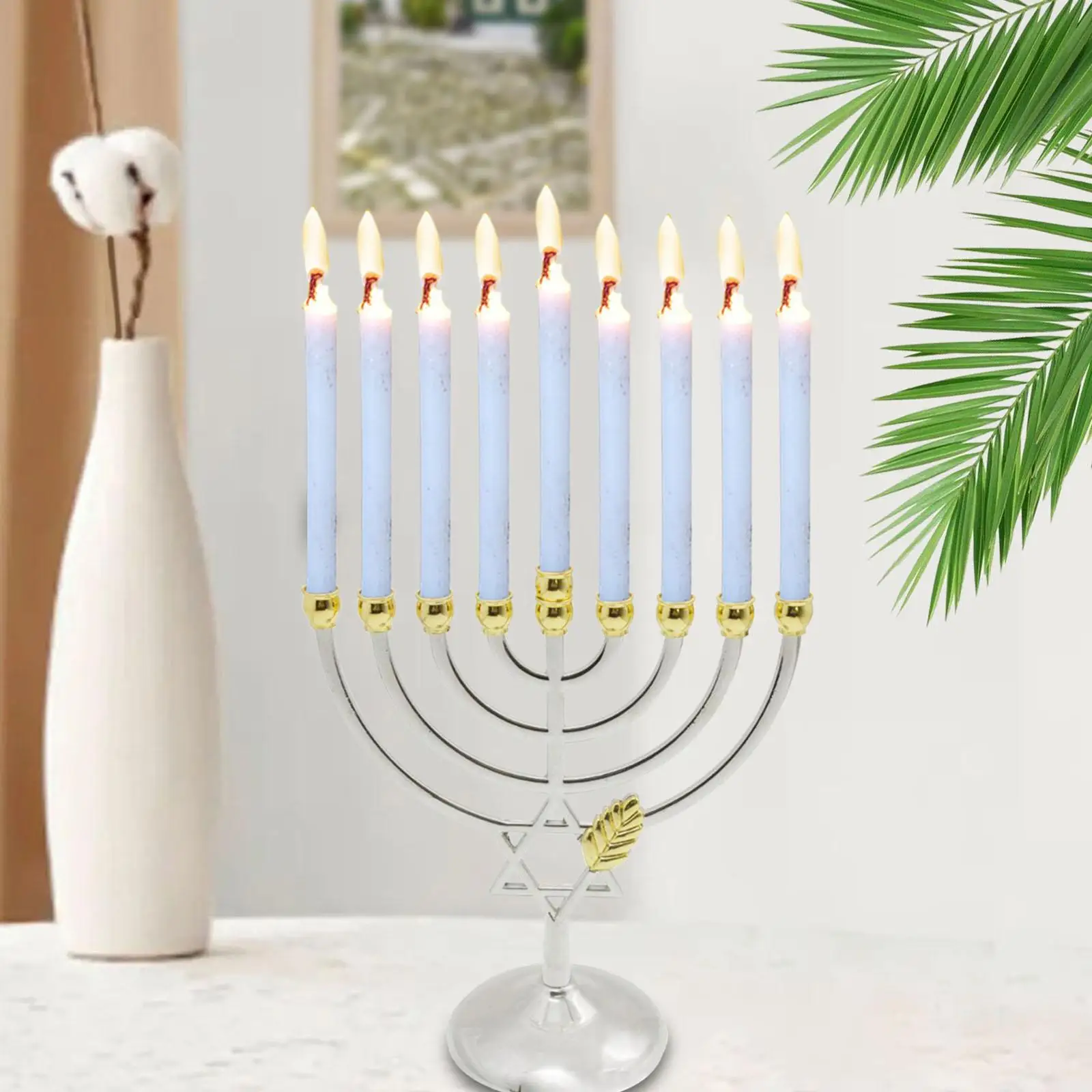 Metal Hanukkah Candleholder Candelabras Taper Candles Menorah Candlestick for Farmhouse