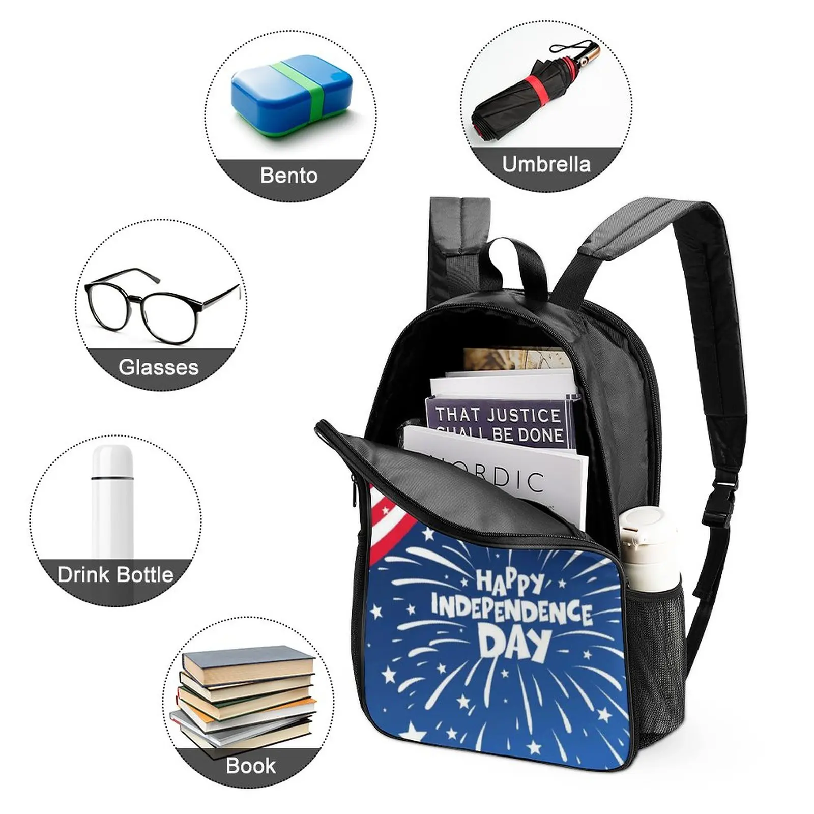 Multifunctional Backpack Custom Print Satchel Breathable Shoulder Straps 17 Inch Bagpack Pocket with Zipper