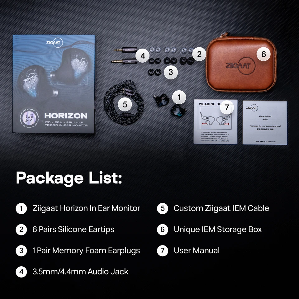 Linsoul ZiiGaat Horizon 1DD + 2BA + 2 Planar Tribrid IEM イヤホン