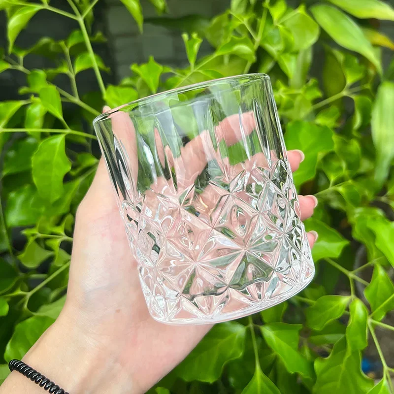 330ml Embossed Whiskey Cup Wine Glass European Style Party Home Bar Whiskey Wine Glass Drinkware Foreign Spirits Set glass cup