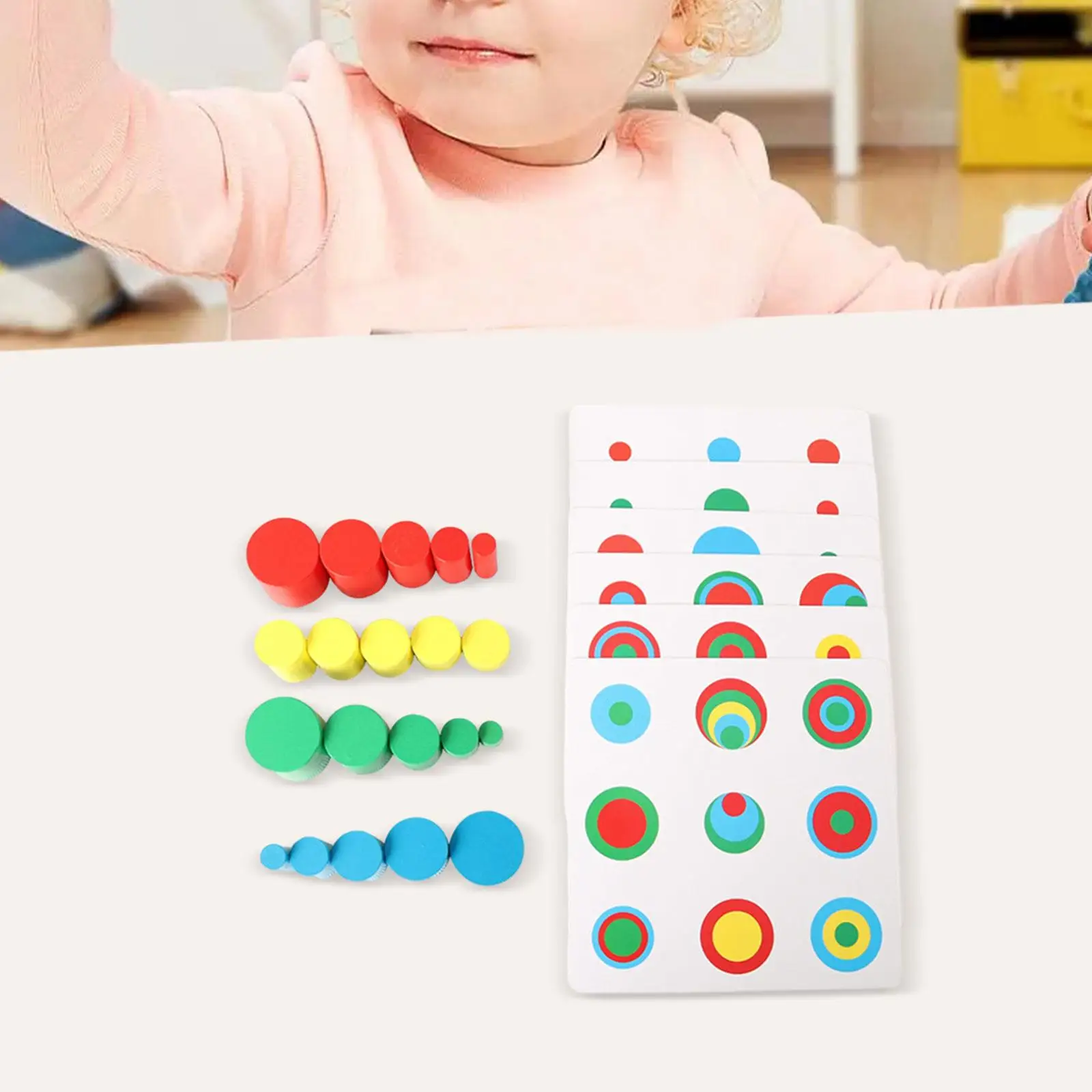 

Colorful Cylinders Montessori Stacking Toy Matching Shape Stacker for Party Toy Girls and Boys Birthday Gift Kids Kindergarten