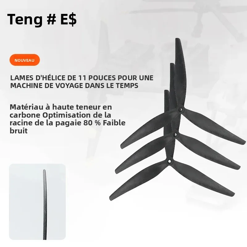 Hélices drone 11 pouces 3 pales CW/CCW empilées, lot de 2 ou 4, faible bruit, matière plastique