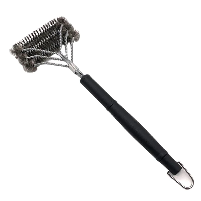 Stainless Steel Grill Brush Grill Cleaning Tool Household Barbecue Three Layers Steel Wire Cleaning Brush BBQ Outdoor Tool