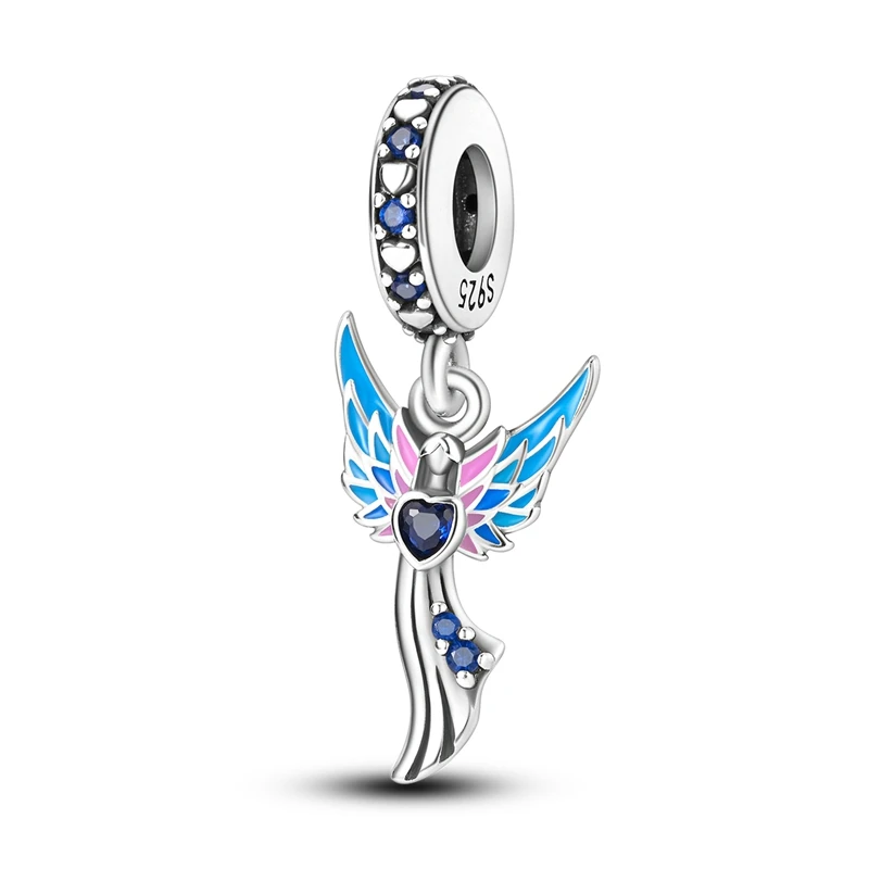 

Classic 925 Sterling Silver Colorful Wings Love Angel Goddess Charm Fit Pandora Bracelet Women's Exquisite Jewelry