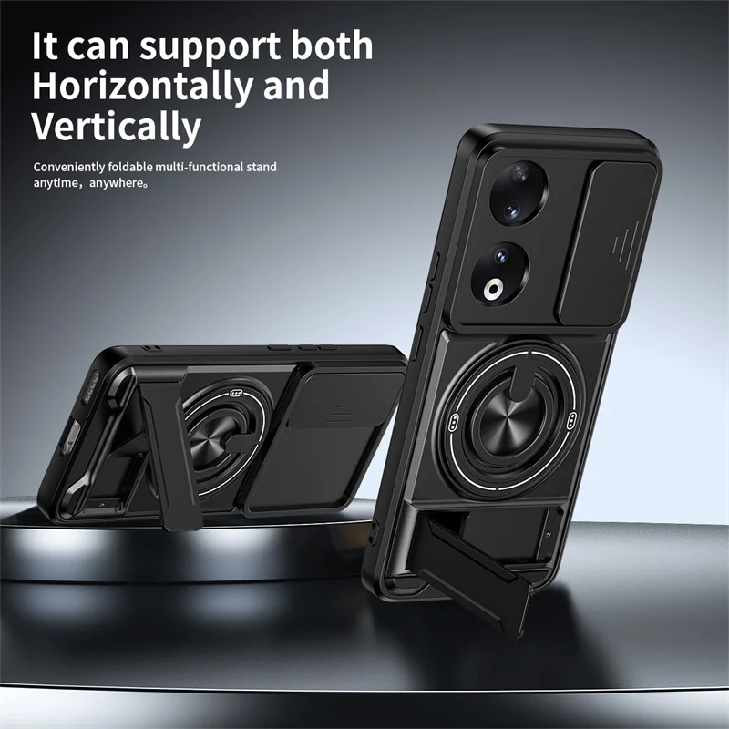Enhanced Protective Armor Phone Case with Magnetic Ring Stand and Lens Guard