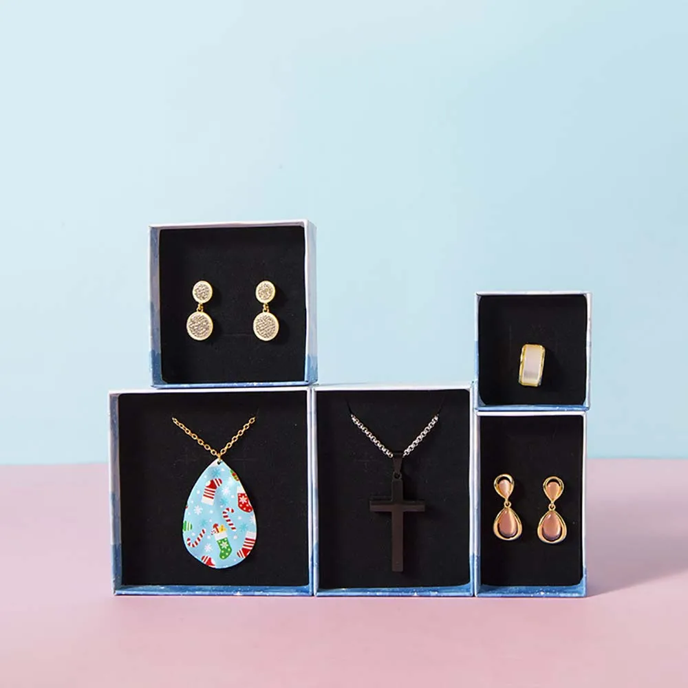24-Pack Bulk Clouds Cardboard Jewelry Packaging Gift Boxes Travel Necklace Bracelet Ring Earring Organizer Storge Small Box Case