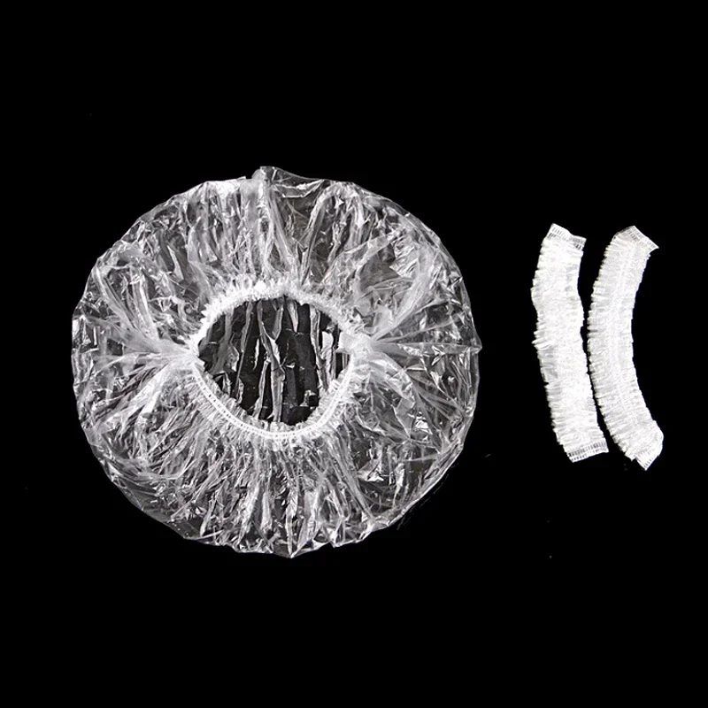 Disposable shower cap shower cap waterproof shower cap disposable hair cap 100 PCS Disposable Plastic Shower Caps Large Elastic Bath Cap For Women Spa Home Use Hotel and Hair Salon