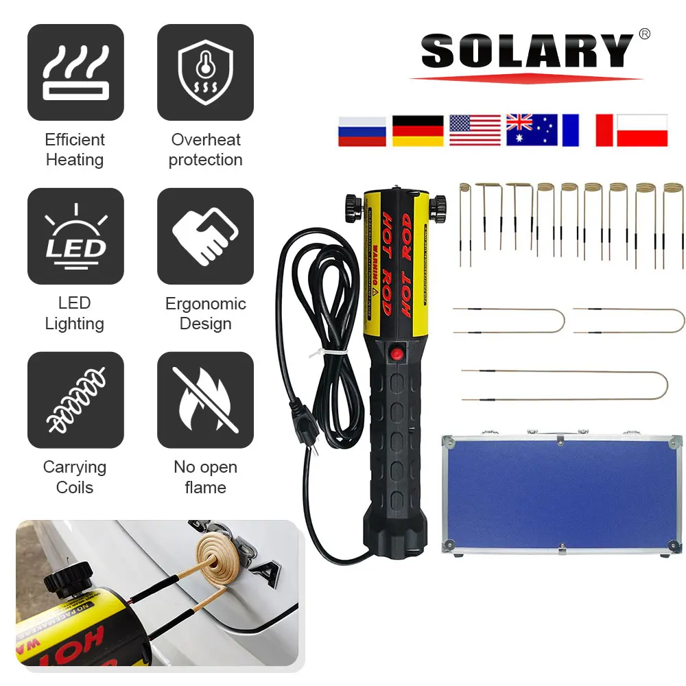 

Solary Magnetic Induction Heater Tool - 1000W 110V Hand-hled Electromagnetic Heat Induction Tool Automotive with 12 Coils