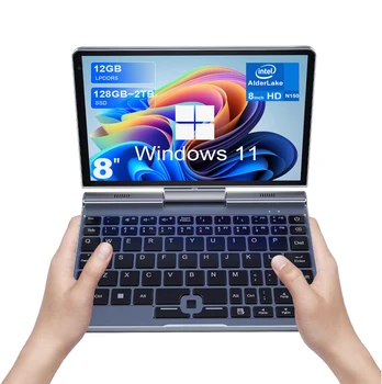 Mini laptop da 8 pollici N150 Notebook IPS Touch Screen Netbook portatile Windows 11 Mini PC Micro computer Bluetooth 5.2 12 GB LPDRR5