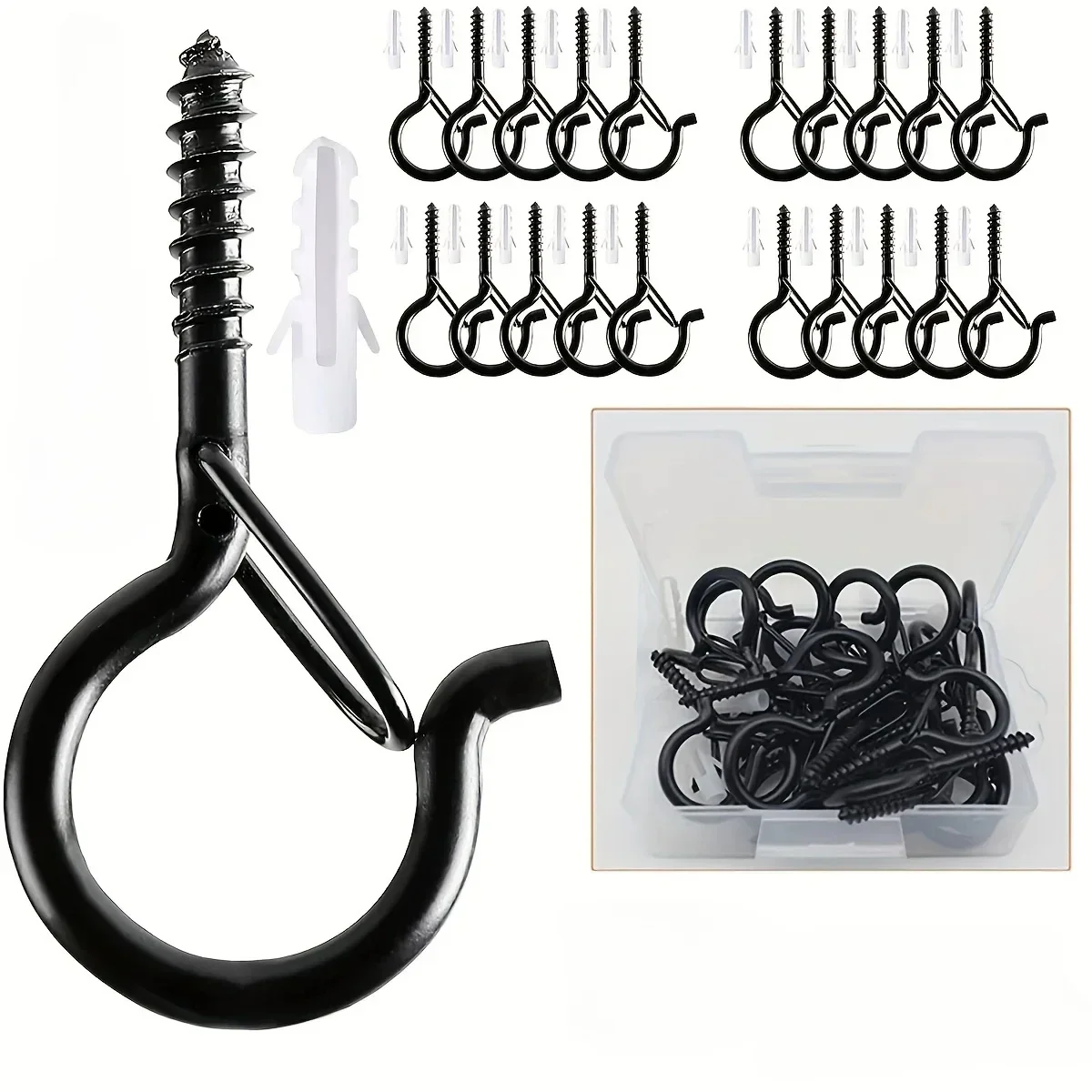 2/10PCS Q-Hanger Screw Hooks Hear Ceiling Hooks for Hanging Plant with Safety Buckle Stainless Steel Outdoor String Light