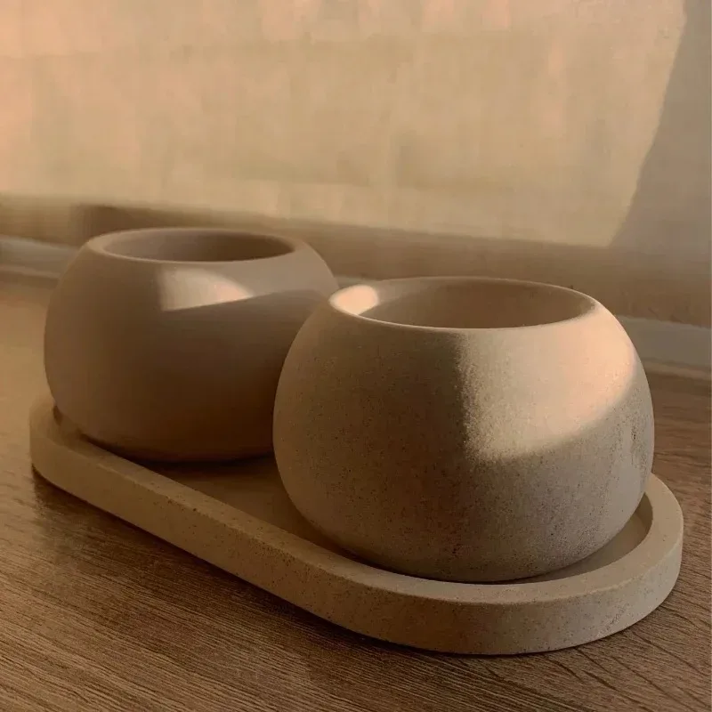 Description Picture 5 of itemDIY Flower Pot Concrete Mould Oval Tray Silicone Mold Storage Box Coaster Dish Gypsum Concrete Mold Craft HOME Decor