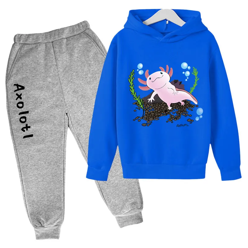 Printing Axolotl Hoodie Sets children Clothing Suit baby boys girls Top +pants 2p Fall little girl Wear Kids Sweatshirts Gift baby Children Clothing Sets Clothing Sets