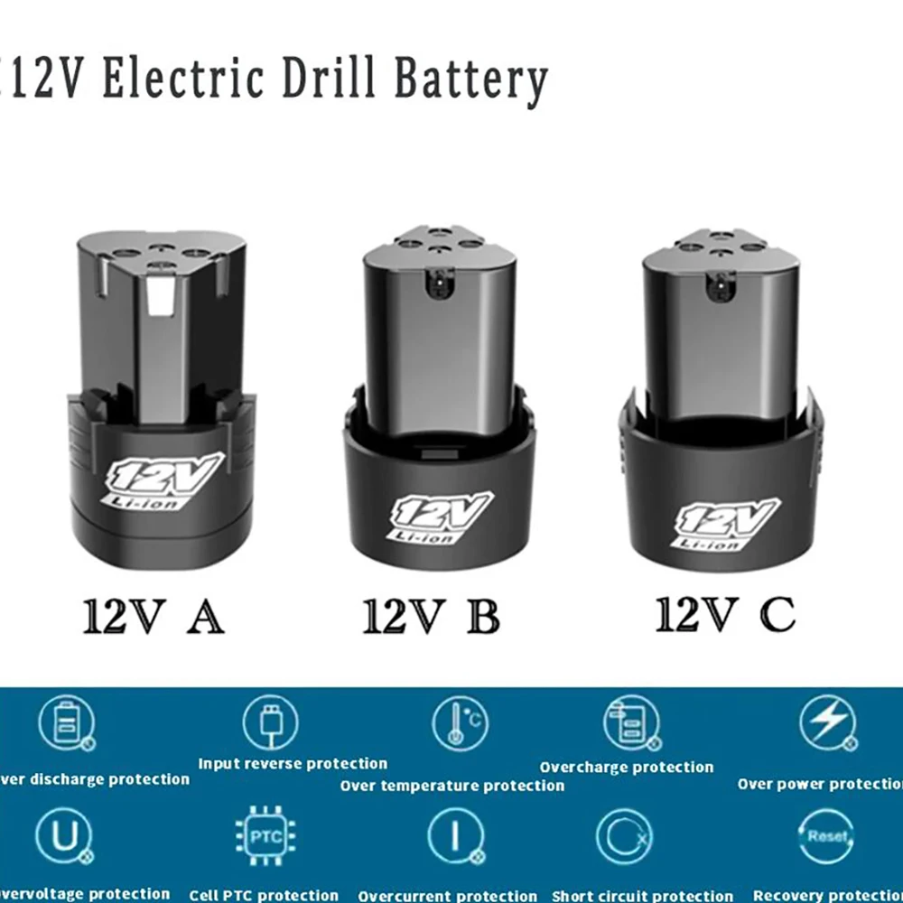 

12V Electric Drill Rechargeable Battery For Household Cordless Electric Screwdriver Mini Power Tools Batteries