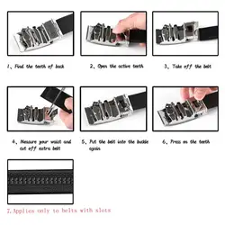 2pcs Men Ratchet Belt Buckle Automatic Slide Buckle 5mm Leather Belt