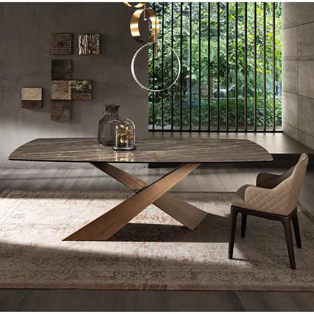 

Marble Slab Dining Table Simple Dining Table and Chair Combination