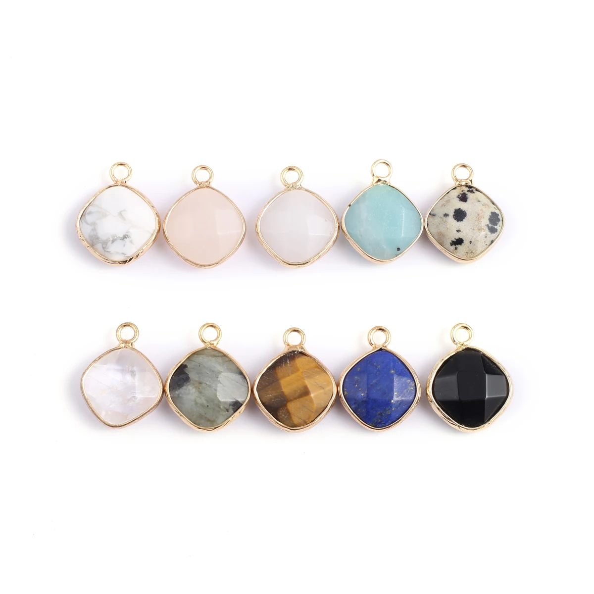 

Charms Natural Agates Pendant Plating Golden Color Small Stone Pendant for Making DIY Jewelry Necklace Accessory 15x20mm