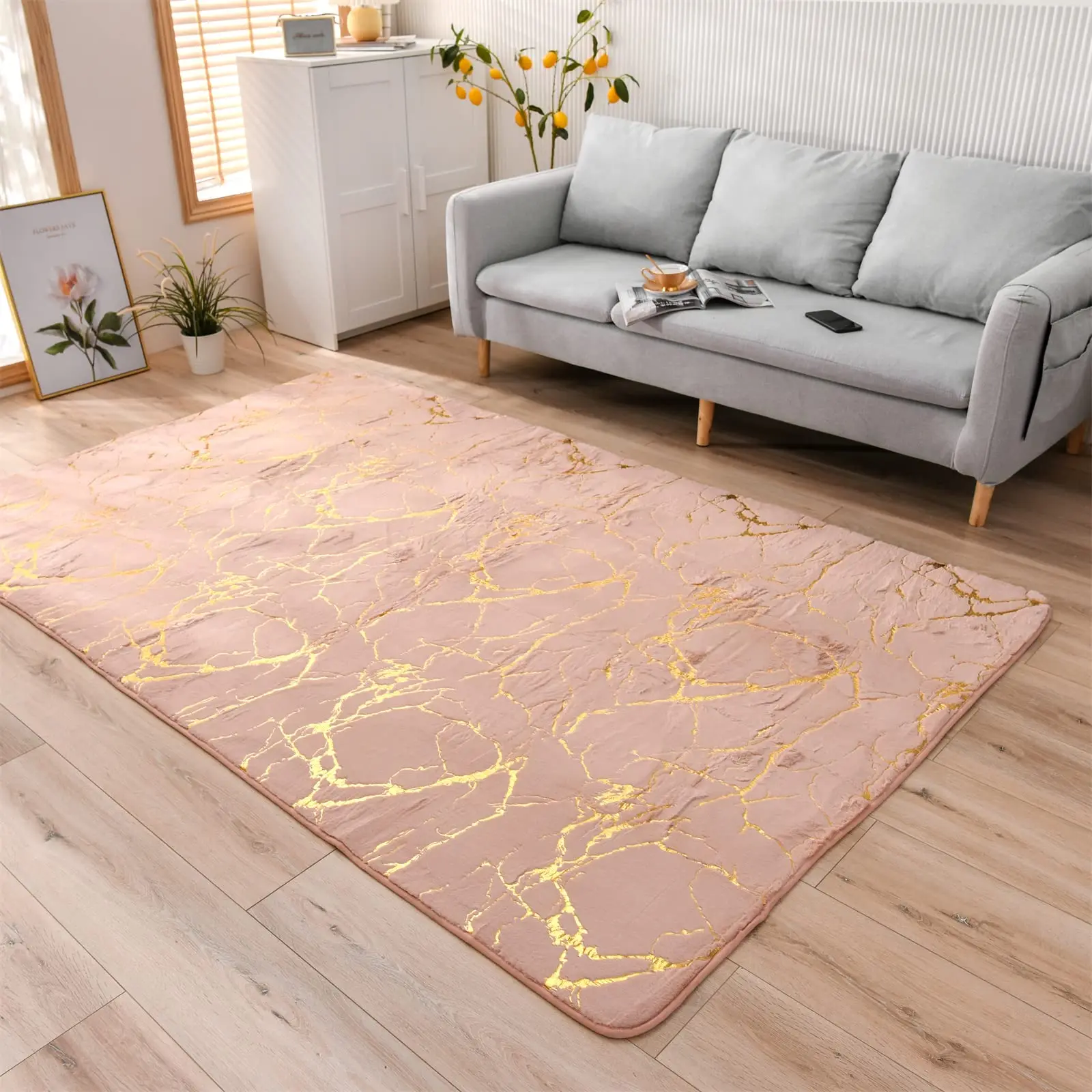 Bathroom Bedroom Bedside Living Room Sofa Foot Mats Rabbit Fur Non-slip Plush Carpets