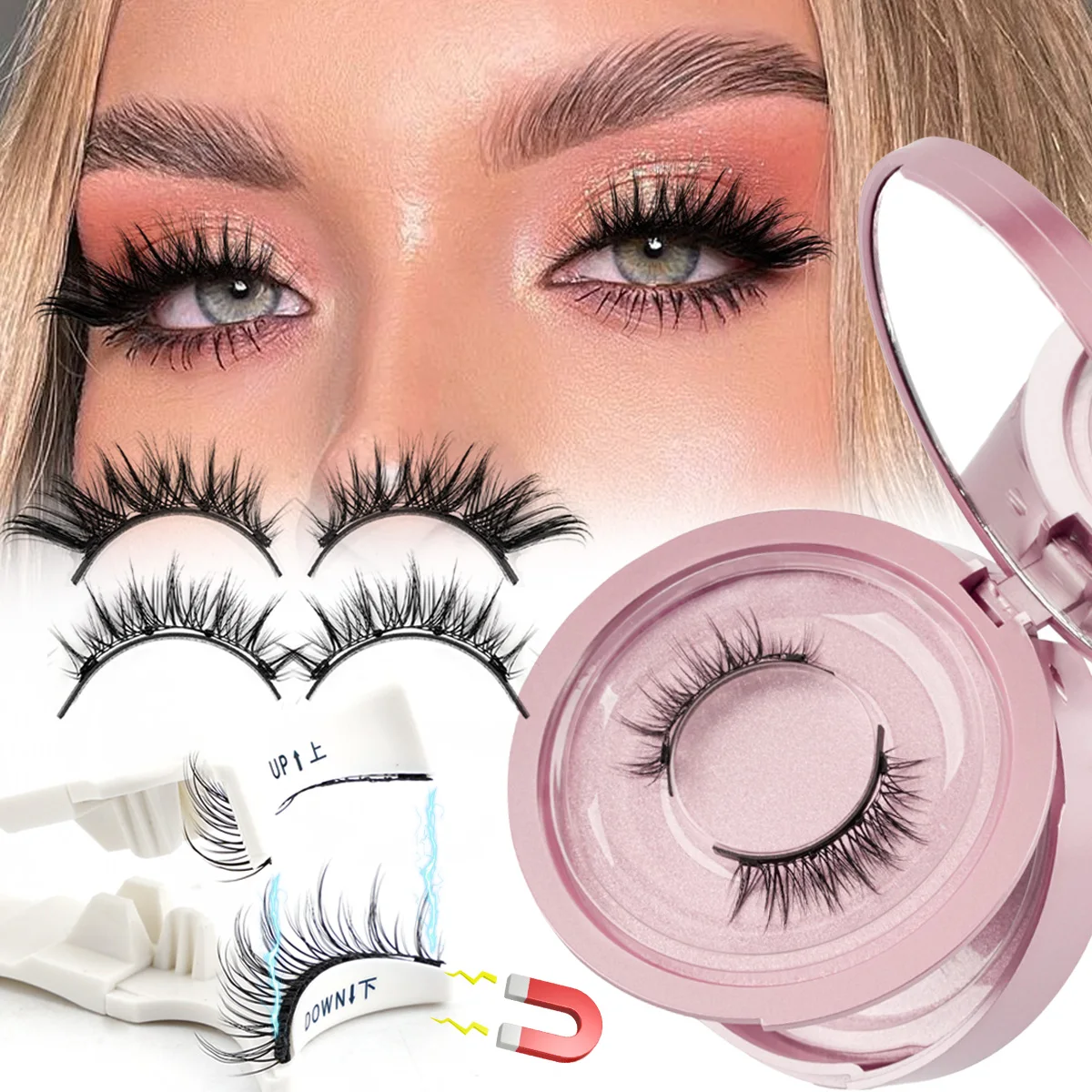 Magnetic Mink False Eyelashes Tweezer Set