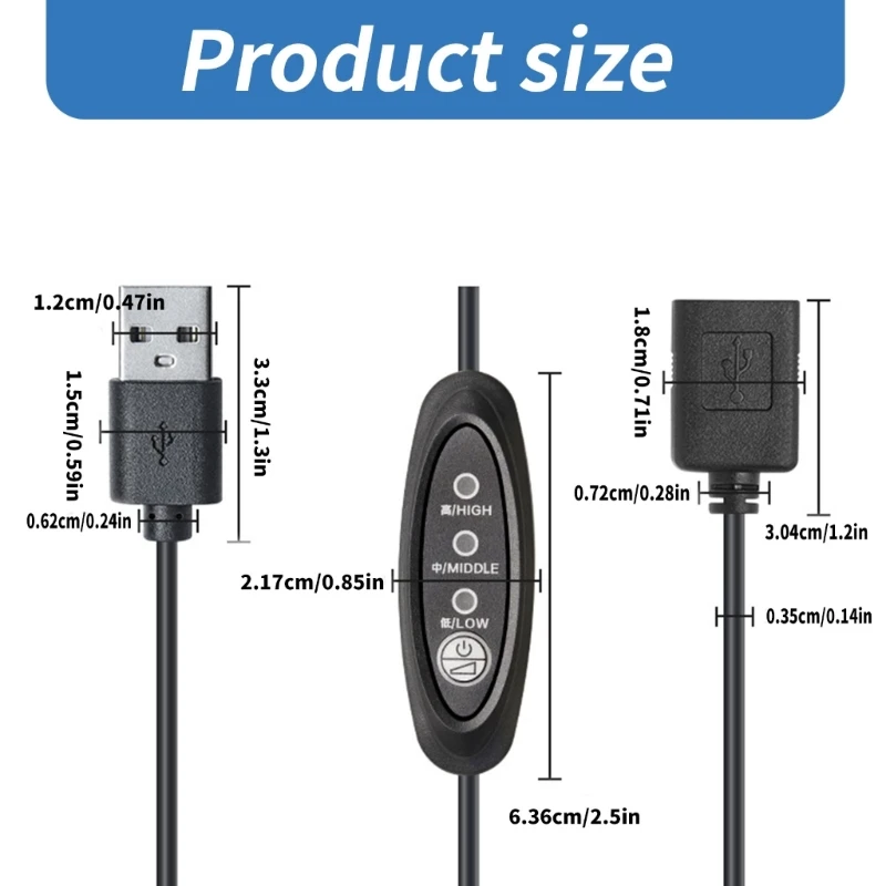 Cooling Fan Fan Speed Controller Cable Power Adapter USB 5V 3 Speed Adjustable USB Fan Adapter Connector Cable for Desk Blower K0AC