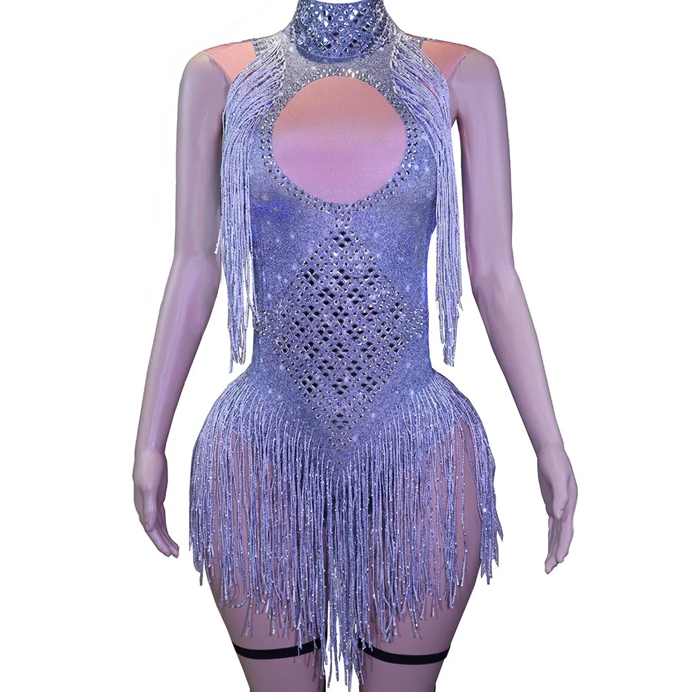 

Bejeweled Block Rhinestone Showgirl Costume Bodysuit Women's Music Festival Dress Rave outfits