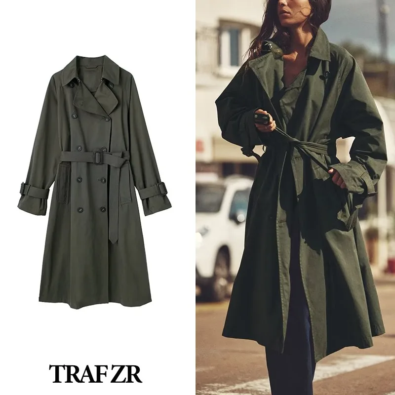 

TRAF ZR Long Trench Luxury Elegant Woman Trench Coat Y2k New in Outerwears Women's Windbreaker Jackets 2023 Trend Coat Ladies