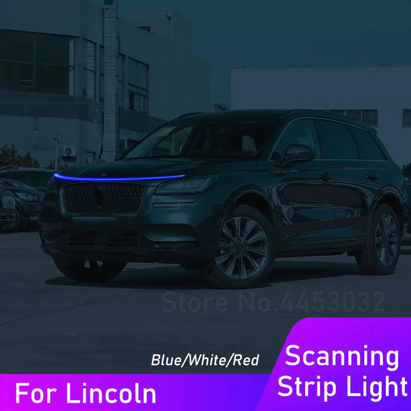 Drl Led Strip Car Hood Light Per Lincoln Mkc Mkt Mkz Aviator Mks Mkx Town 12V Effetto Di Scansione Accessori Per Lampade Da Marcia Diurna