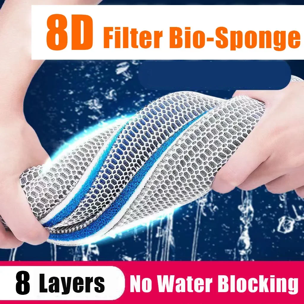 Aquarium Filter Bio Sponge 12D 8D Fish Tank Filter Media No Glue Foam Cotton Skimmer Aquarium Accessories Water Filtration