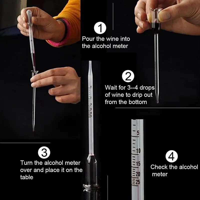 Glass Wine Alcohol Meter Vinometer Cork For Bottle Concentration Homebrew Accurate Fruit Wine Rice Measuring 0-25 Degree wine alcohol meter