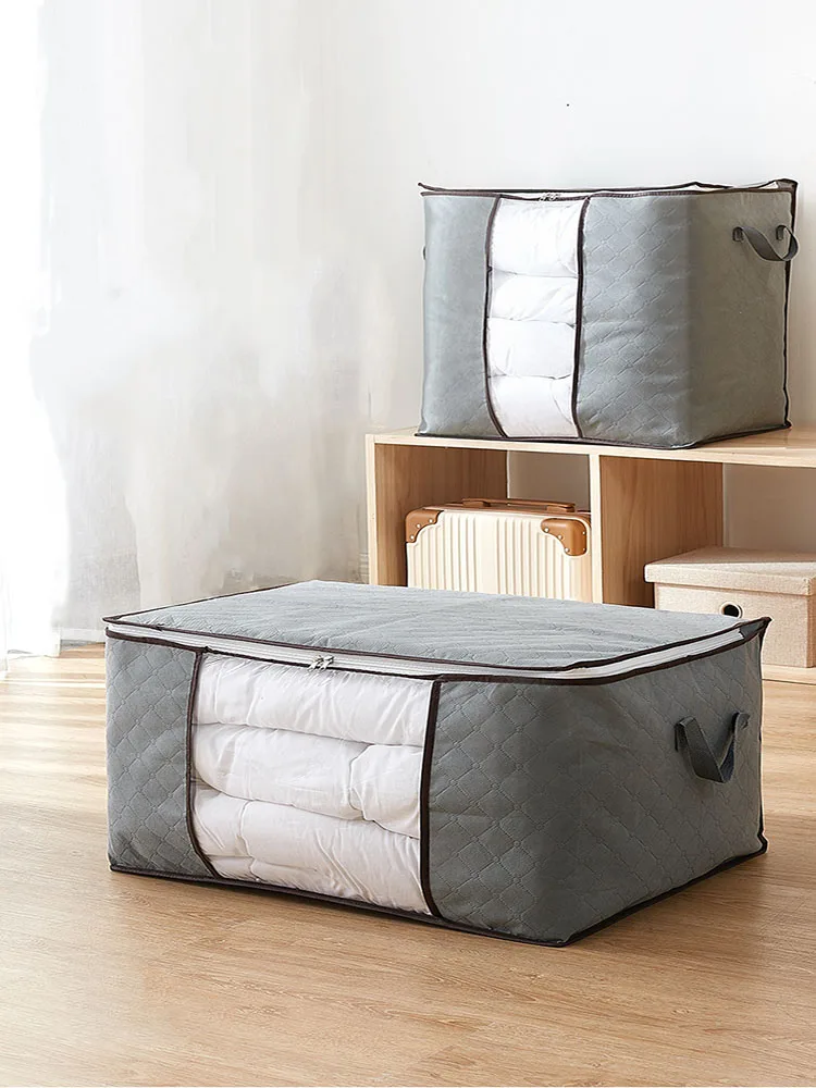 Foldable Storage Bag Clothes Organizer Waterproof Oxford Clear Window Clothing Wardrobe Organizer Home Non Woven Storage Box 3