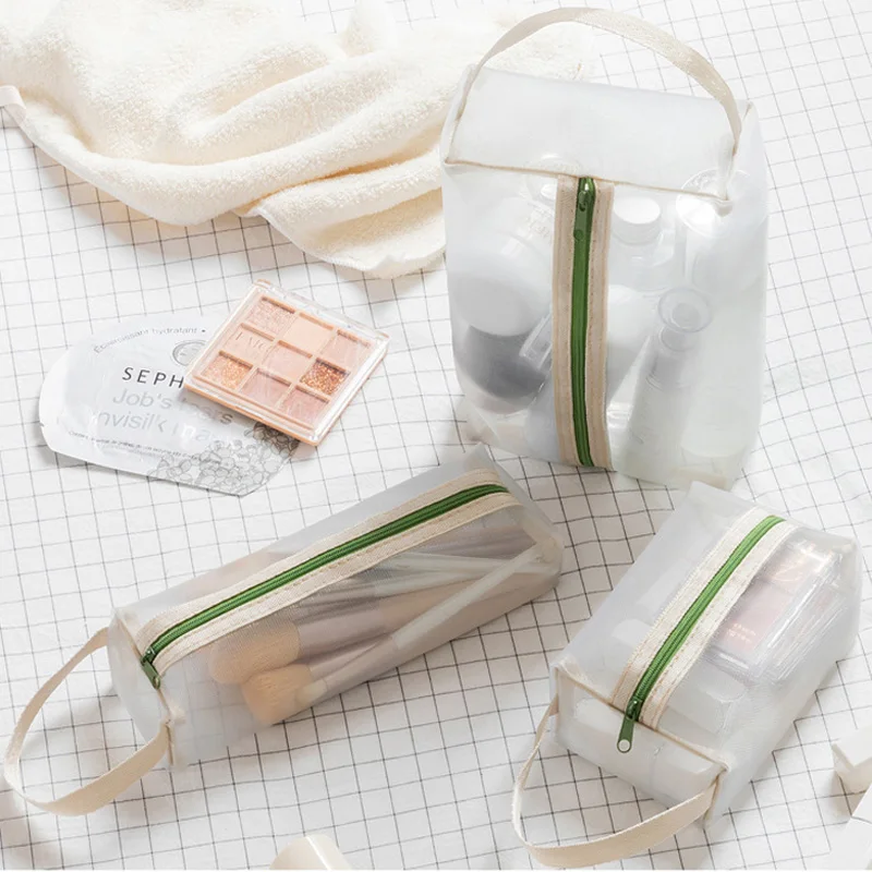 

Nylon Mesh Cosmetic Bags Travel Portable Transparent Wash Supplies Packages Bathroom Necessary Make-up Sorting Zipper Handbag