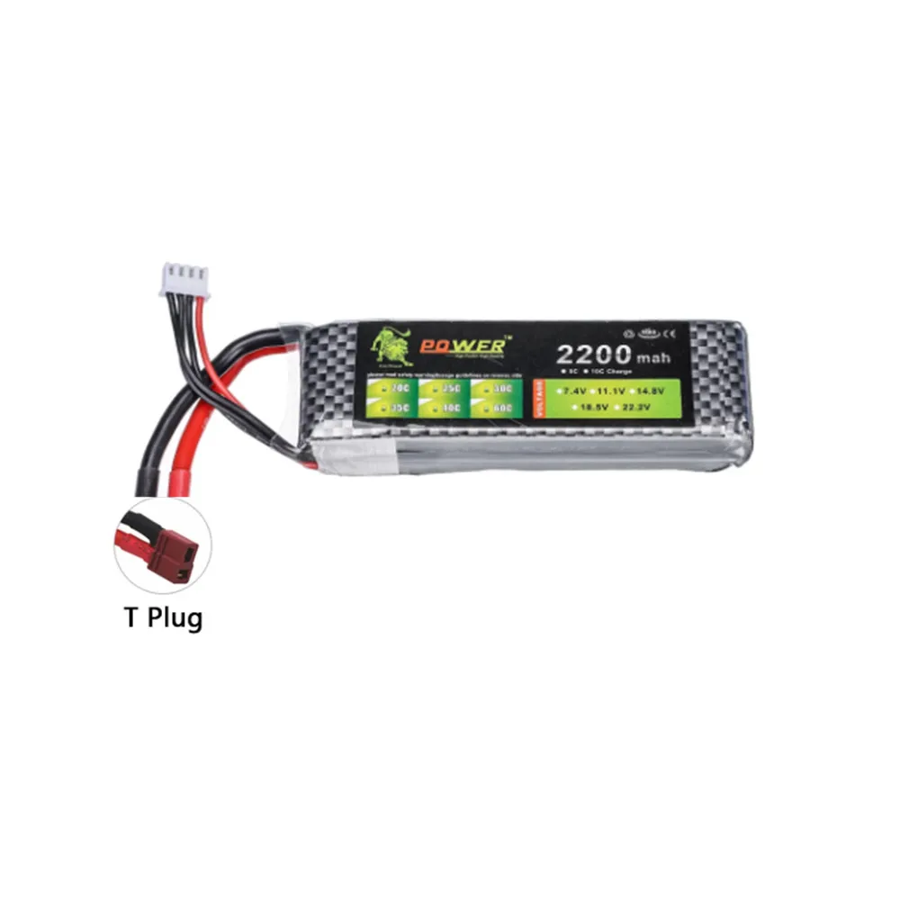 Pack de batteries LiPo 11.1V 4000mAh avec connecteur T Plug, vue du dessus