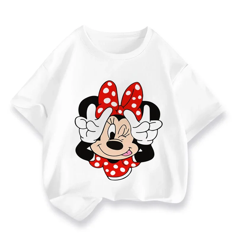 T Shirt Cartoon Disney Baby Kids Boys Girls Children Mickey Mouse Short Sleeve Summer Clothing Kawaii Minnie Print Tee Toddler 4