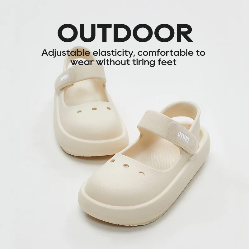 Women Sandals Garden Shoes Soft Sole Slippers DIY Platform Thick Sole Summer Mary Jane Hook & Loop